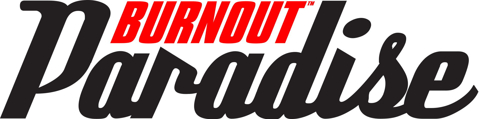 Burnout Paradise logo on a transparent background
