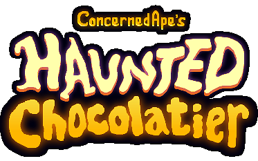 Haunted Chocolatier logo on a transparent background