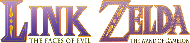Link: The Faces of Evil and Zelda: The Wand of Gamelon logo on a transparent background