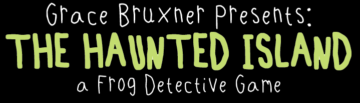 The Haunted Island, a Frog Detective Game logo in full colour