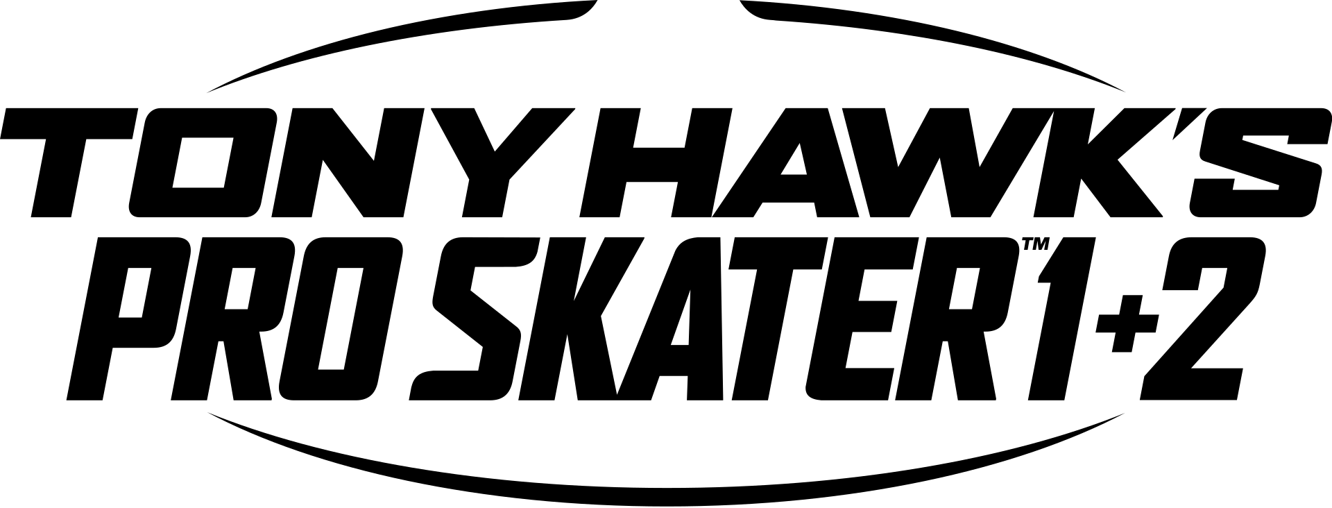 Tony Hawk's Pro Skater 1 + 2 logo on a transparent background